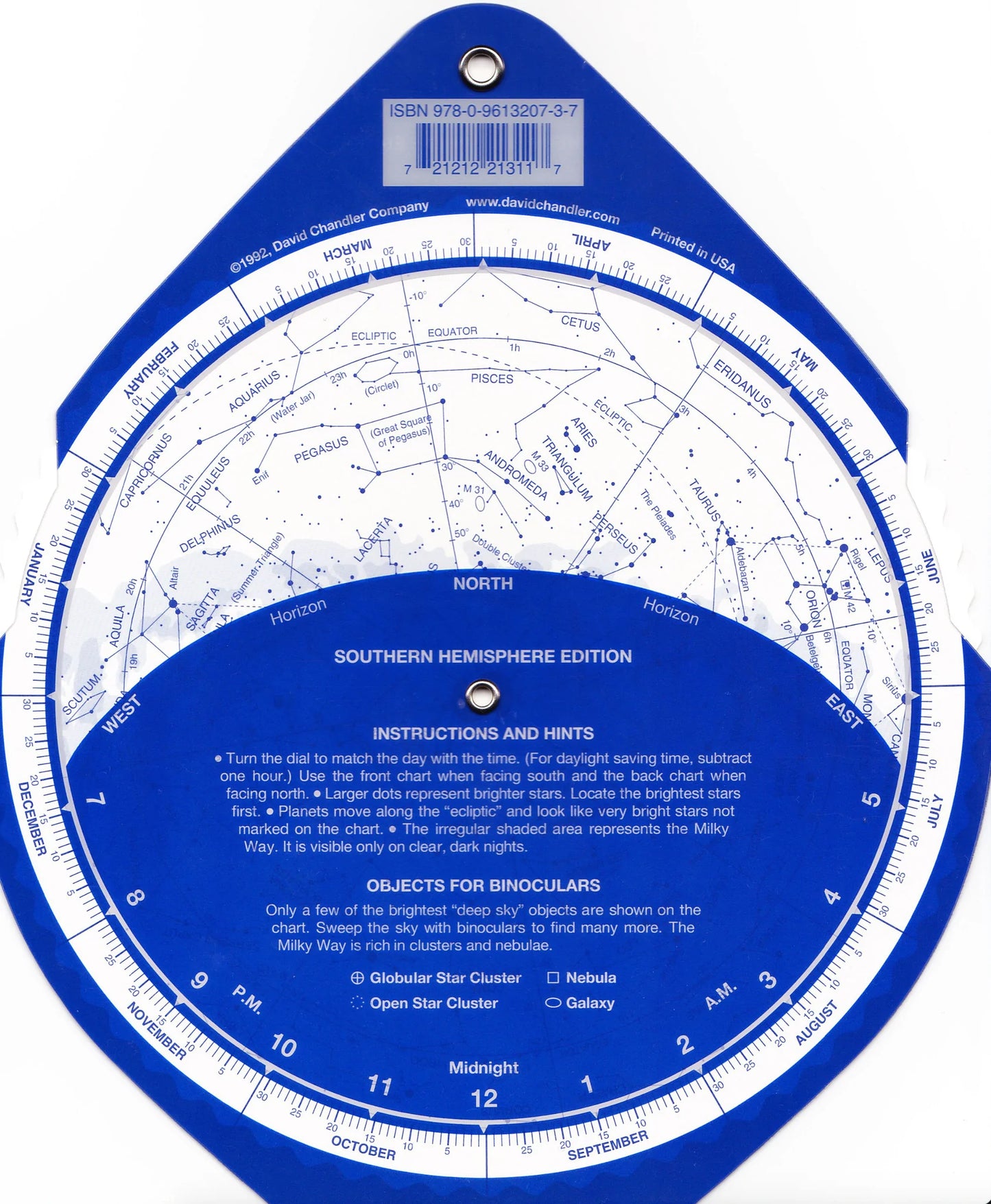 The Night Sky Planisphere | Southern Hemisphere Sky Chart by David Chandler